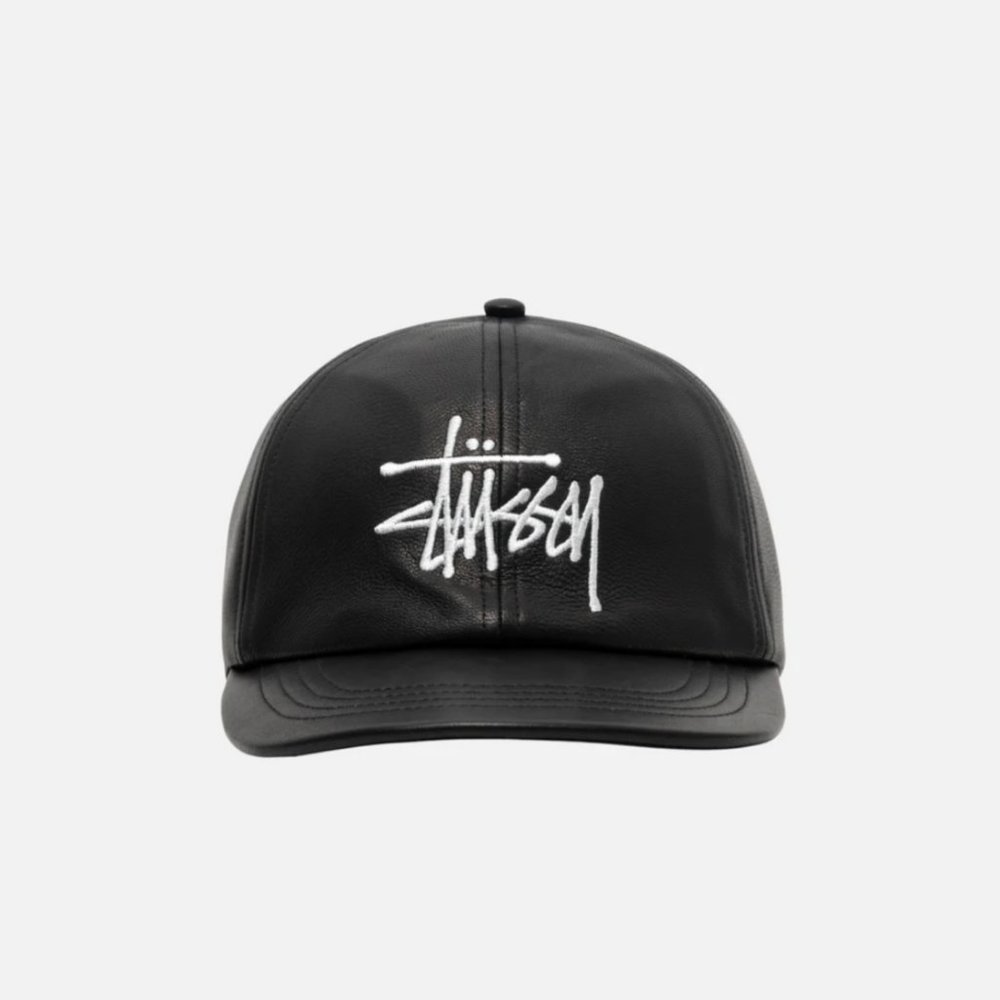 Stussy Basic Leather Strapback Cap Black - image 1